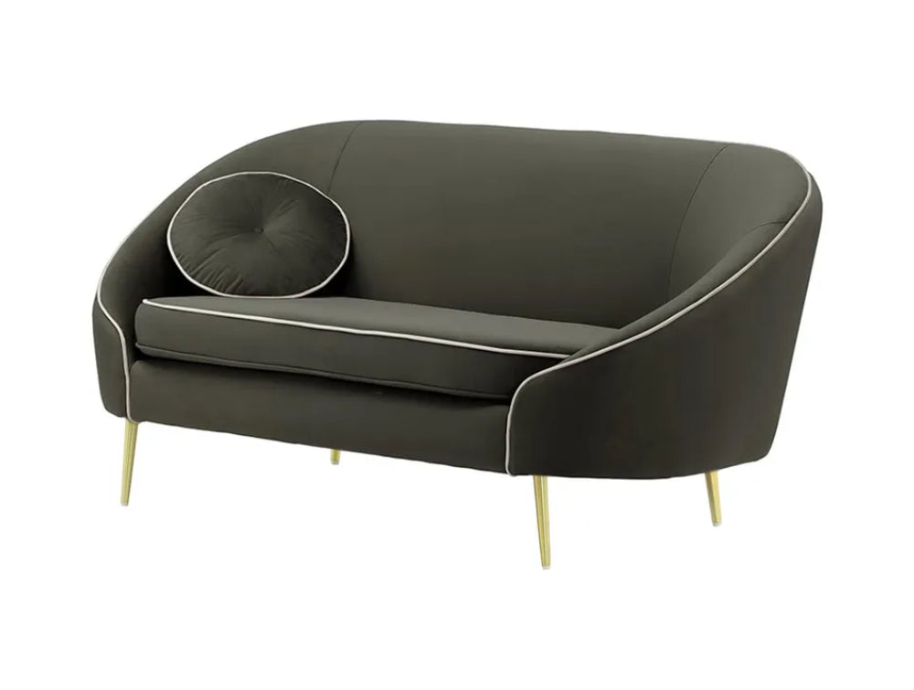 Kaleb 2 Seater Contrast Piping Sofa - Graphite and Gold