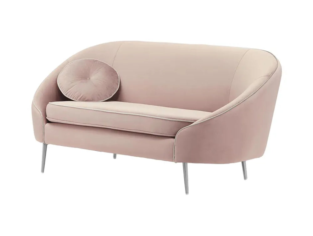 Kaleb 2 Seater Contrast Piping Sofa - Lilac and Chrome