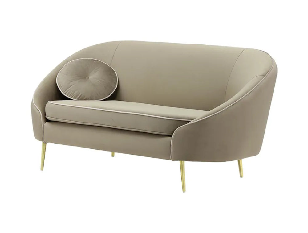 Kaleb 2 Seater Contrast Piping Sofa - Mink and Gold