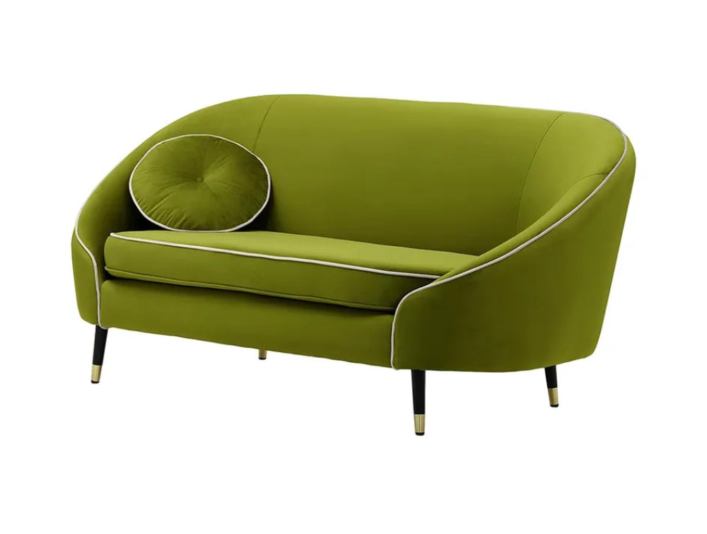 Kaleb 2 Seater Contrast Piping Sofa - Olive and Black/Gold