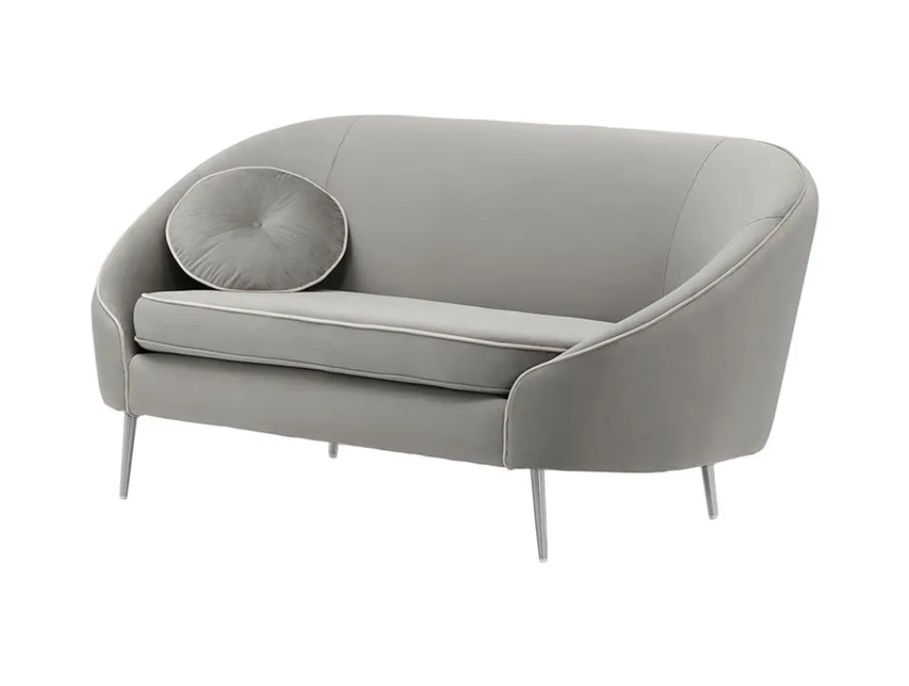 Kaleb 2 Seater Contrast Piping Sofa - Silver and Chrome