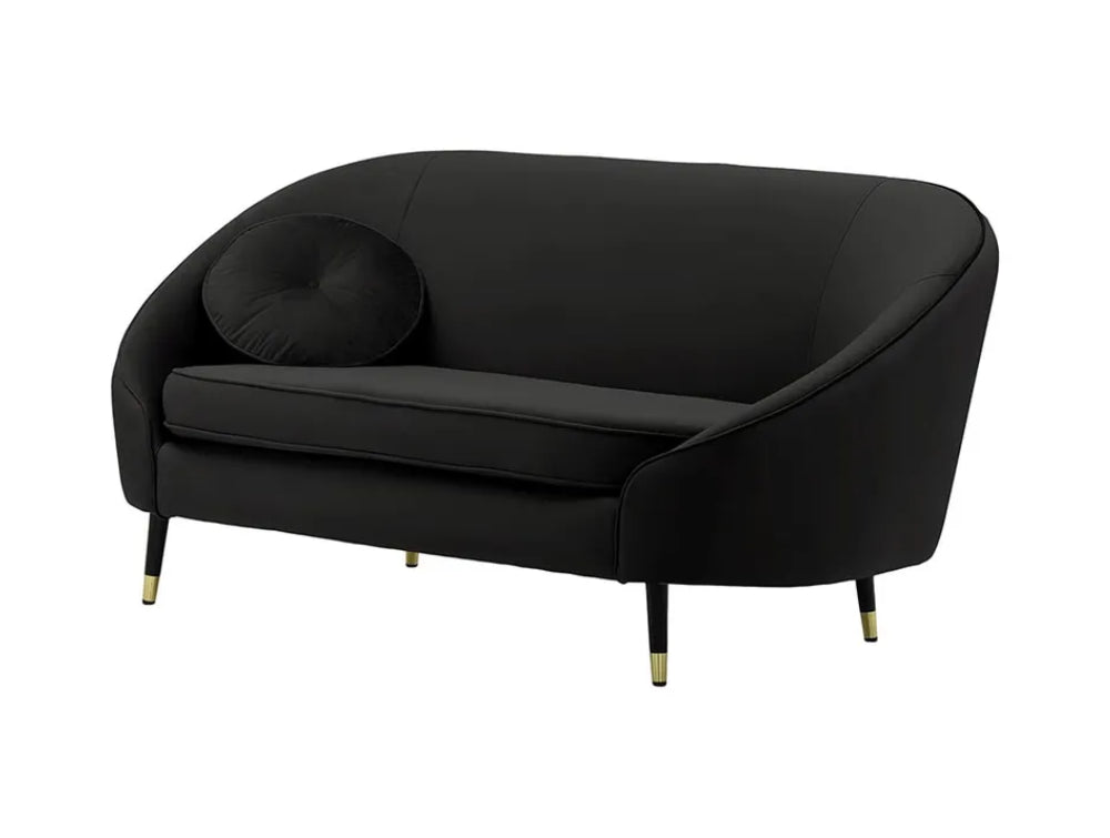 Kaleb 2 Seater Standard Piping Sofa - Black and Black/Gold