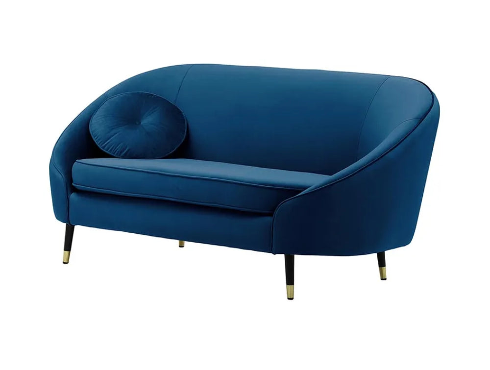 Kaleb 2 Seater Standard Piping Sofa - Blue and Black/Gold