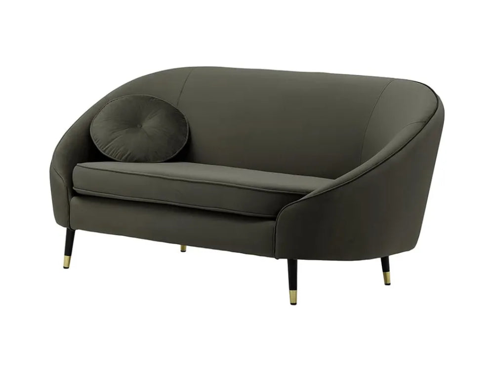 Kaleb 2 Seater Standard Piping Sofa - Graphite and Black/Gold