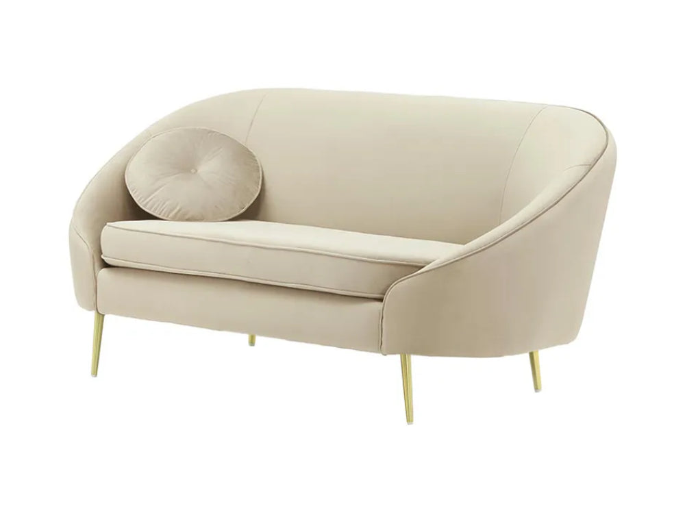 Kaleb 2 Seater Standard Piping Sofa - Light Beige and Gold