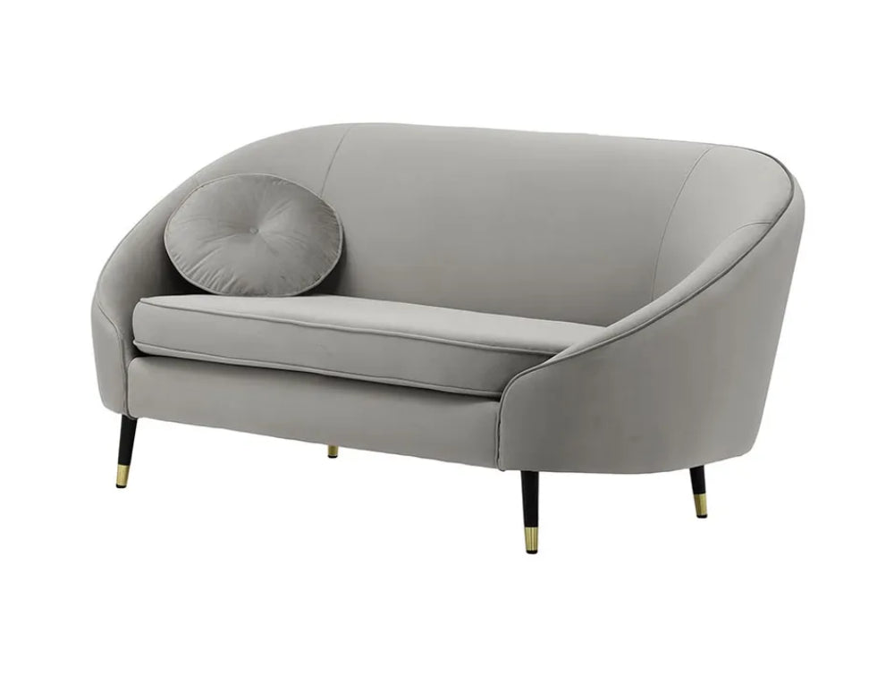 Kaleb 2 Seater Standard Piping Sofa - Silver and Black/Gold