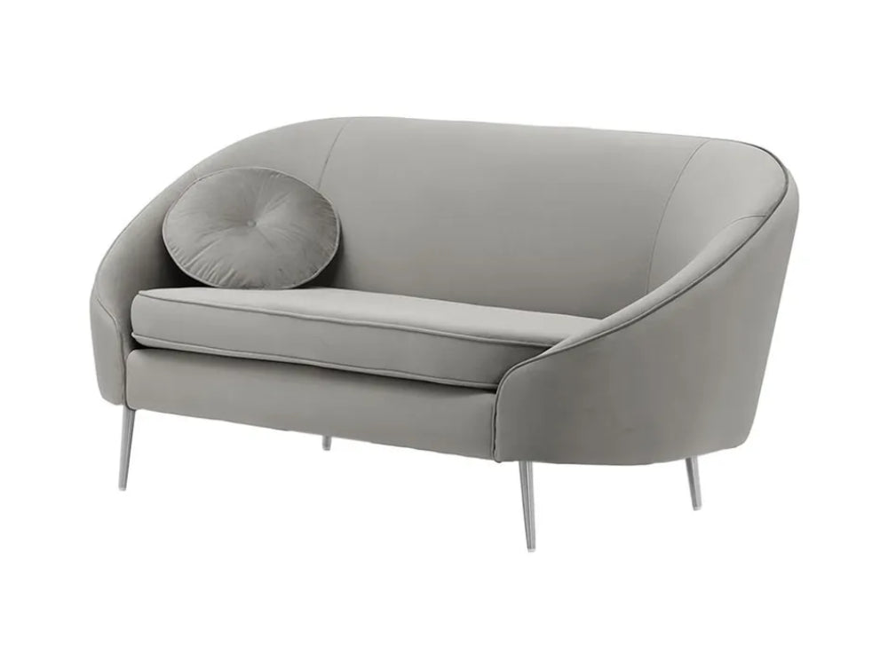 Kaleb 2 Seater Standard Piping Sofa - Silver and Chrome