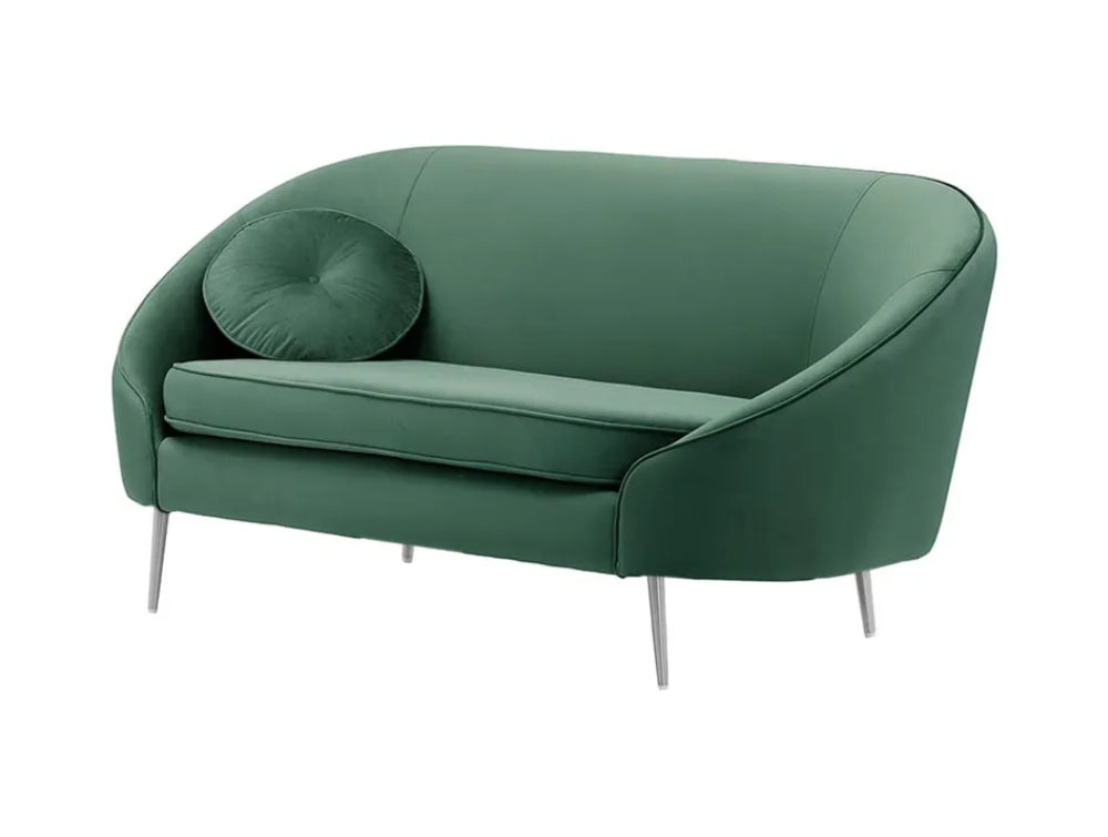 Kaleb 2 Seater Standard Piping Sofa - Teal and Chrome