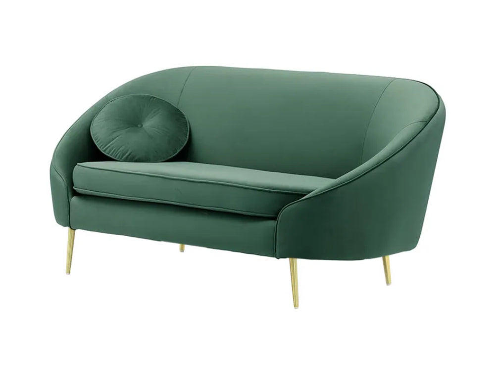 Kaleb 2 Seater Standard Piping Sofa - Teal and Gold