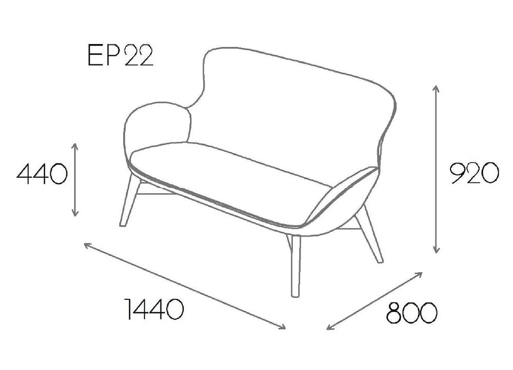 Kate Moodlii Upholstered Sofa with Medium Backrest Dimensions