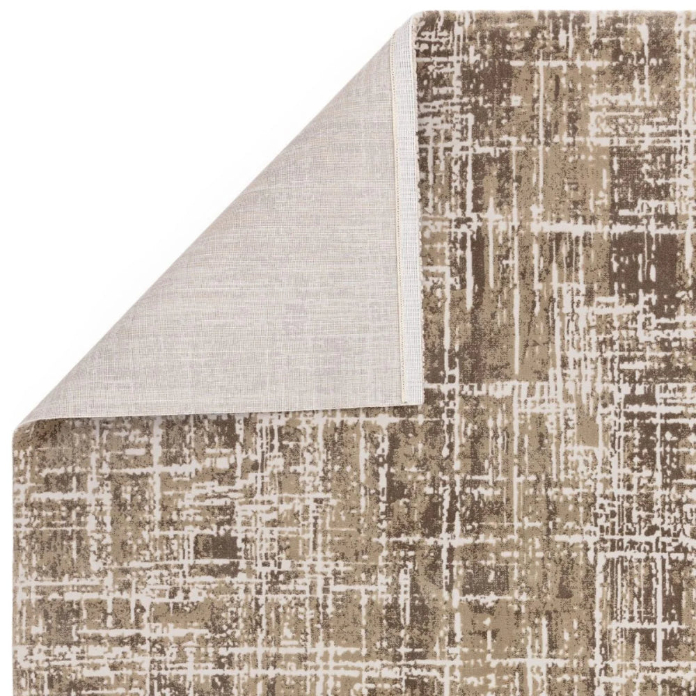 Kazzie Abstract Rug Beige Folded Corner Detail