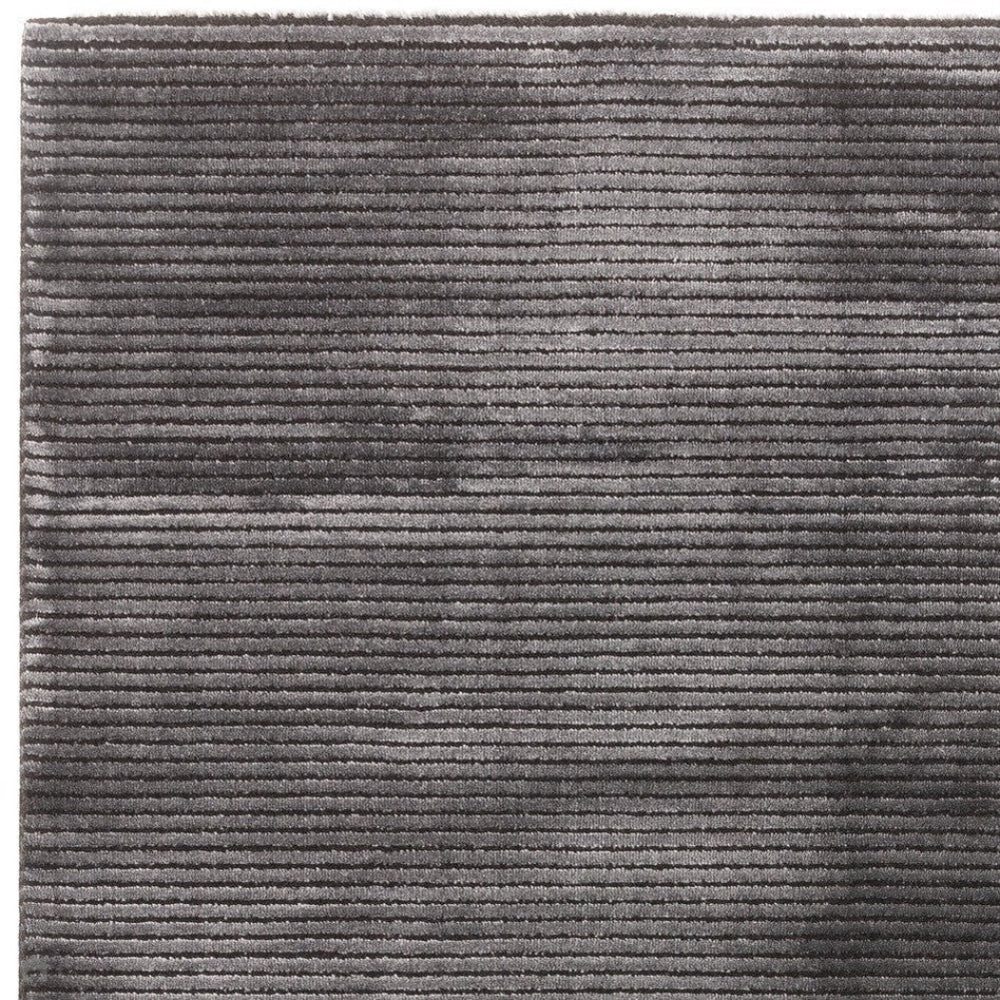 Kazzie Plain Stripe Rug Charcoal Corner Detail