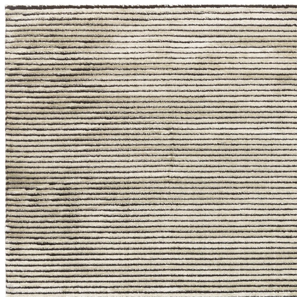 Kazzie Plain Stripe Rug Khaki Corner Detail