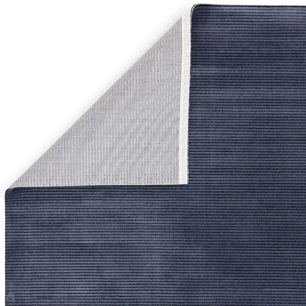 Kazzie Plain Stripe Rug Navy Folded Corner Detail