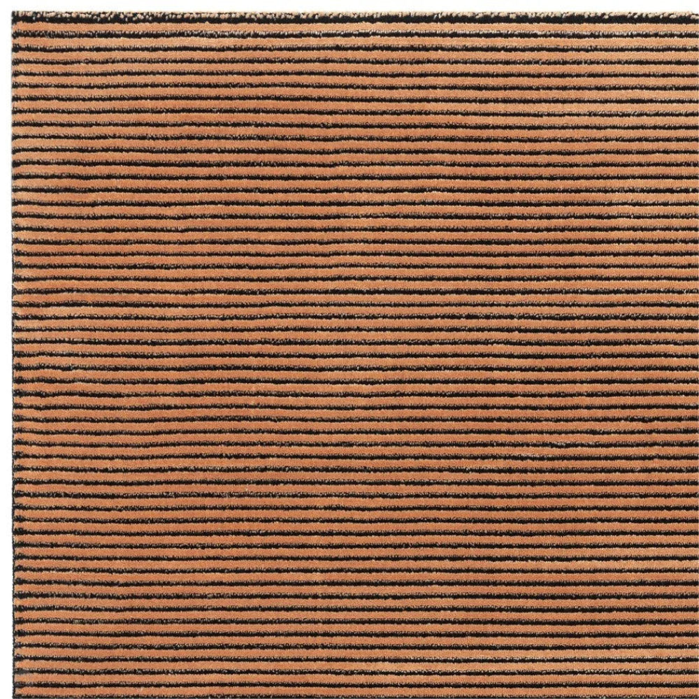 Kazzie Plain Stripe Rug Terracotta Corner Detail