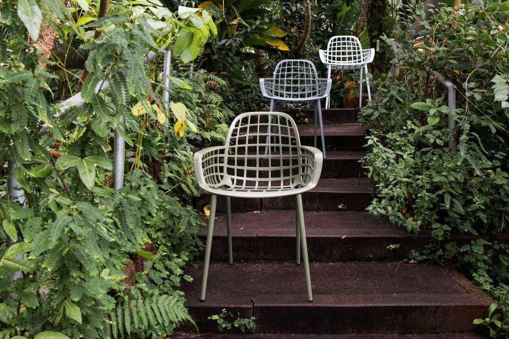 Kyler Outdoor Armchair Green in Outdoor Setting 3