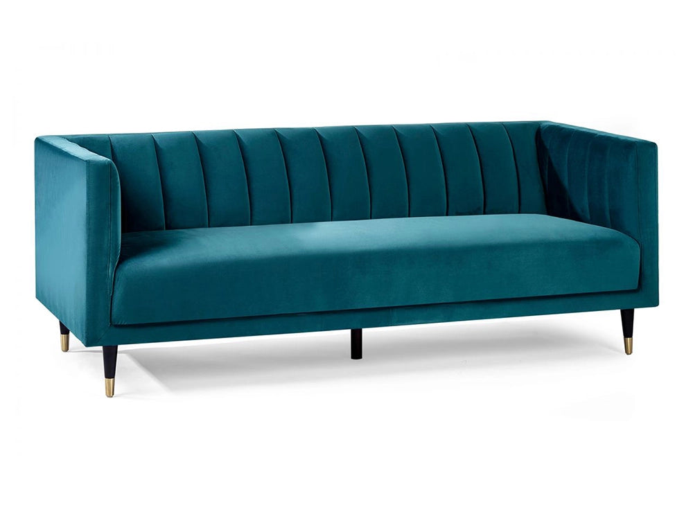 Lama Scalloped Back 3 Seater Chair Teal
