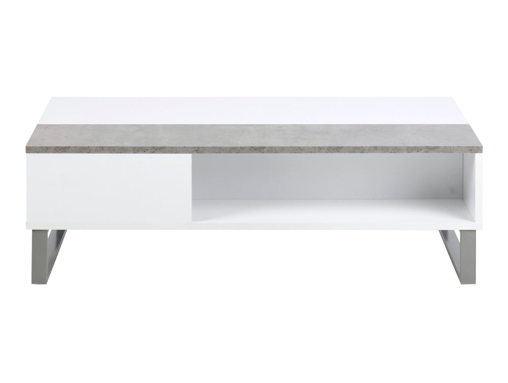 Lea Reactangular White Coffee Table with Grey Concrete Base 2