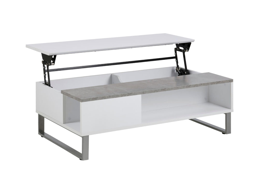 Lea Reactangular White Coffee Table with Grey Concrete Base 3