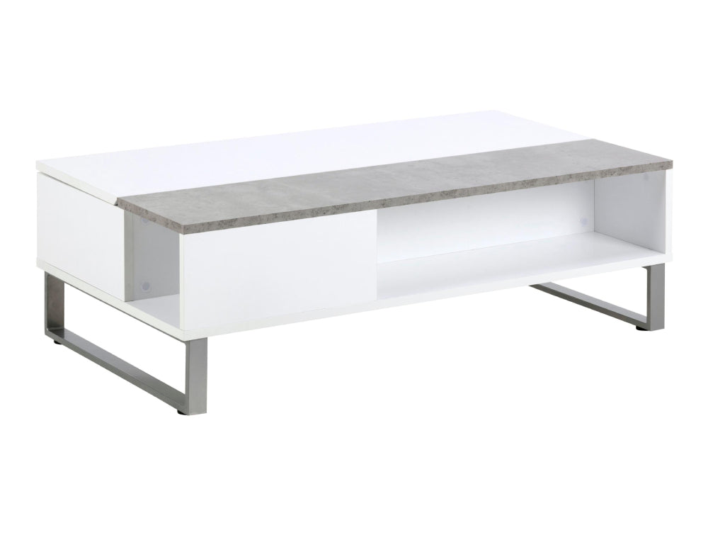 Lea Reactangular White Coffee Table with Grey Concrete Base