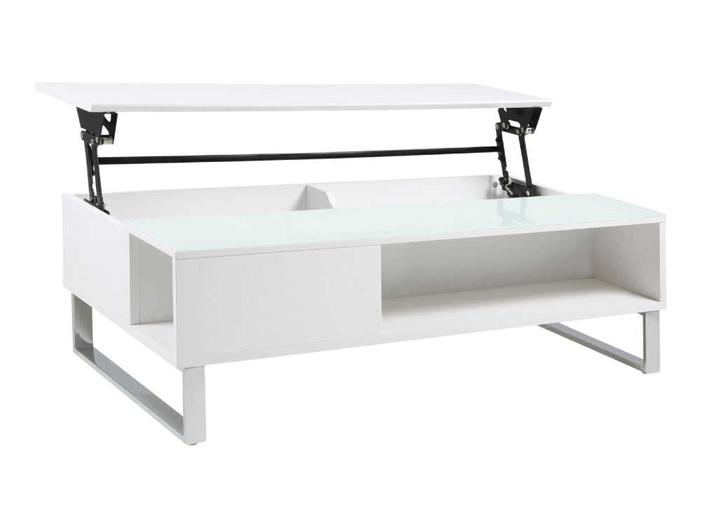 Lea Rectangular High Gloss Table with Black Tempered Glass 3