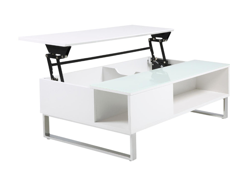 Lea Rectangular High Gloss Table with Black Tempered Glass 4