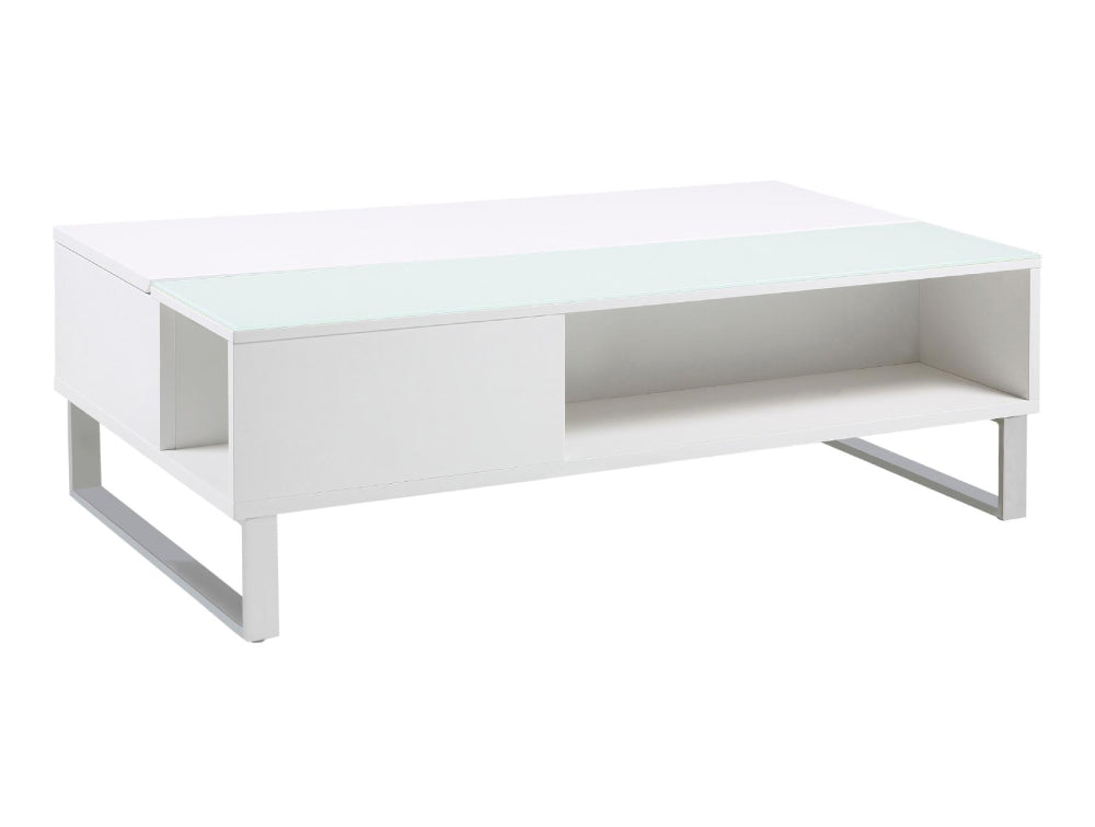 Lea Rectangular High Gloss Table with Black Tempered Glass