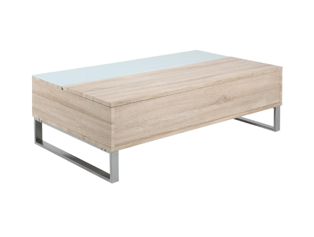 Lea Rectangular Sonoma Oak Coffee Table with White Tempered Glass 4