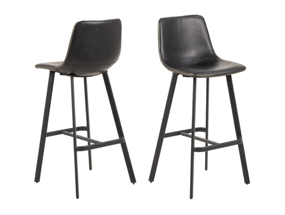 Leo Barstool with Footrest Black