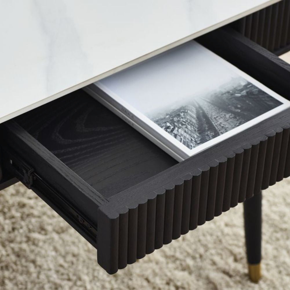 Lishan Stone Top Coffee Table Drawer Open Detail 2