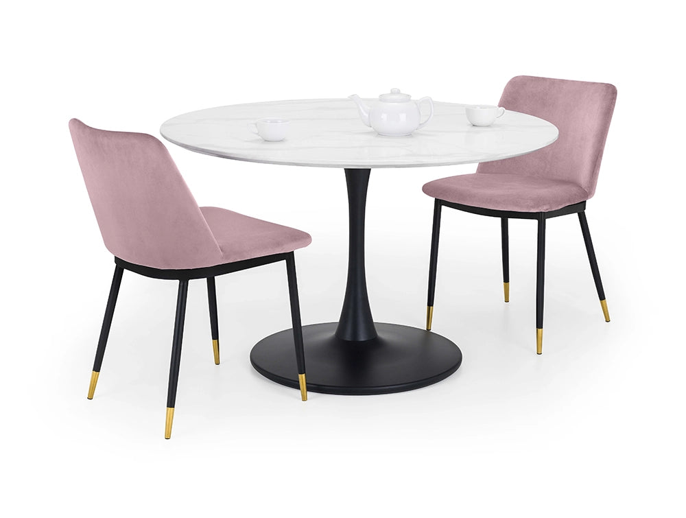 Luna Dining Chair Dusky Pink with Round Table