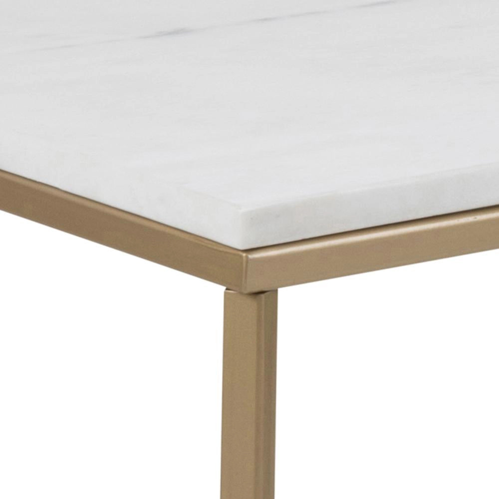 Lysa Rectangular Coffee Table Marble Brass Base Detail