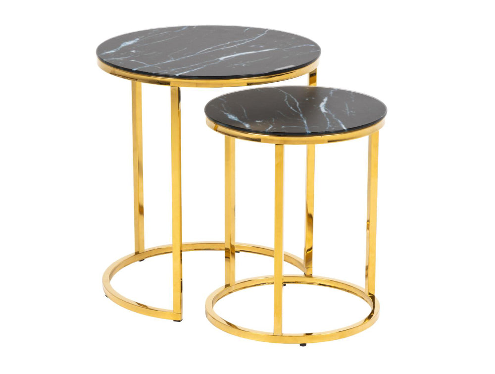 Lysa Round Nest of Tables Black Marble