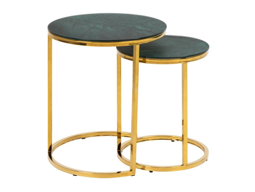 Lysa Round Nest of Tables Green Marble 2