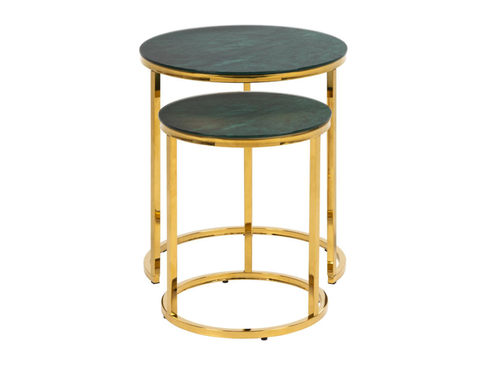 Lysa Round Nest of Tables Green Marble 3