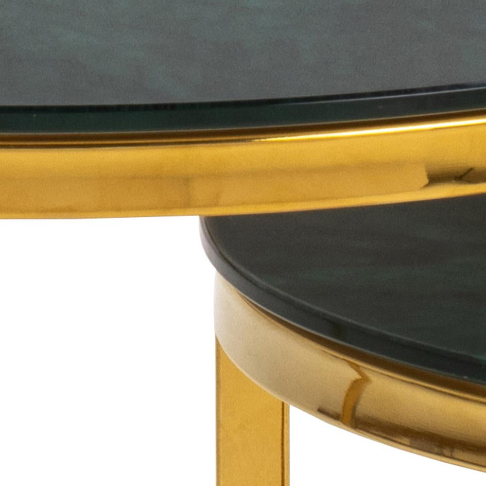 Lysa Round Nest of Tables Green Marble Edge Detail 2