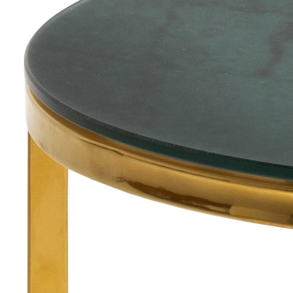 Lysa Round Nest of Tables Green Marble Edge Detail