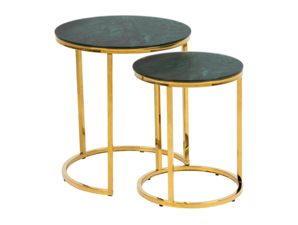 Lysa Round Nest of Tables Green Marble