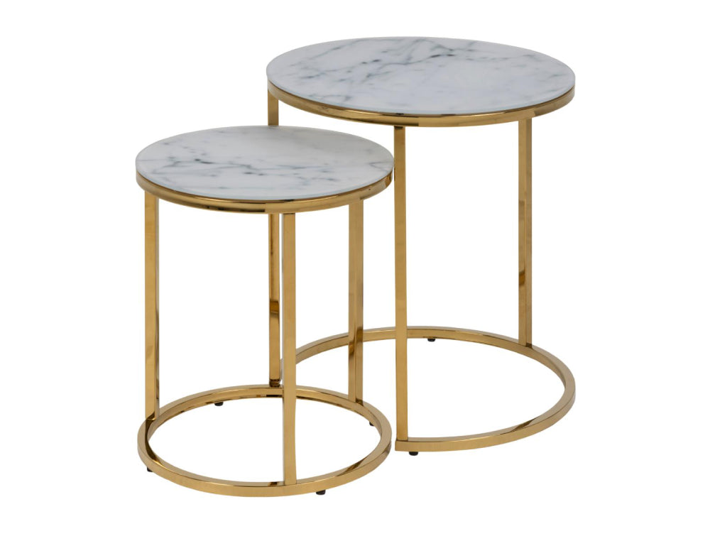 Lysa Round Nest of Tables White Marble