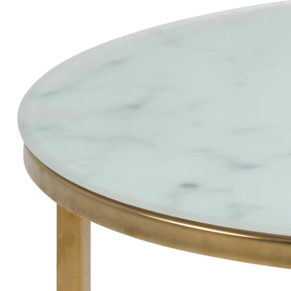 Lysa Round Side Table Marble Top Detail