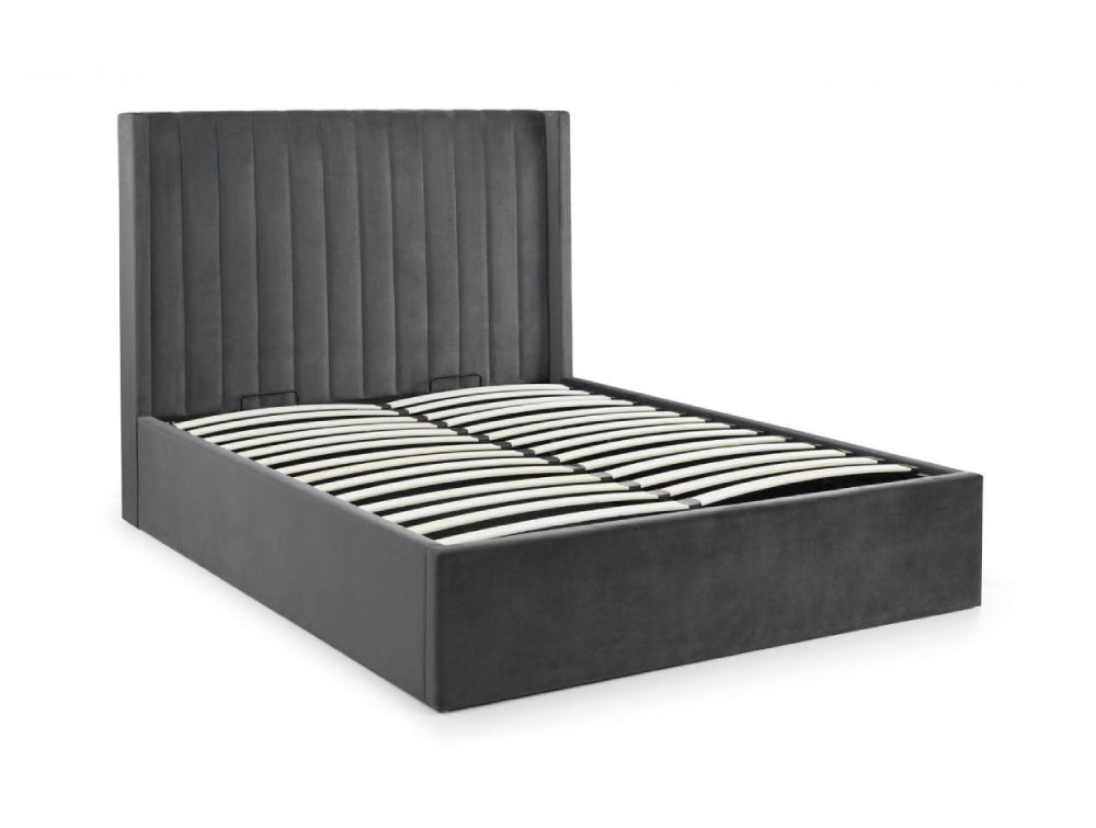 Mario Scalloped Headboard Storage Bed Grey