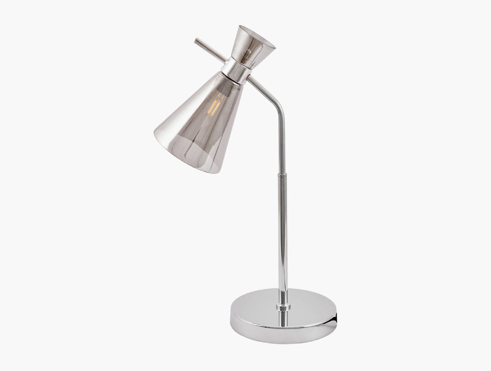 Marlyn Smoke Glass and Silver Metal Waisted Table Lamp 2