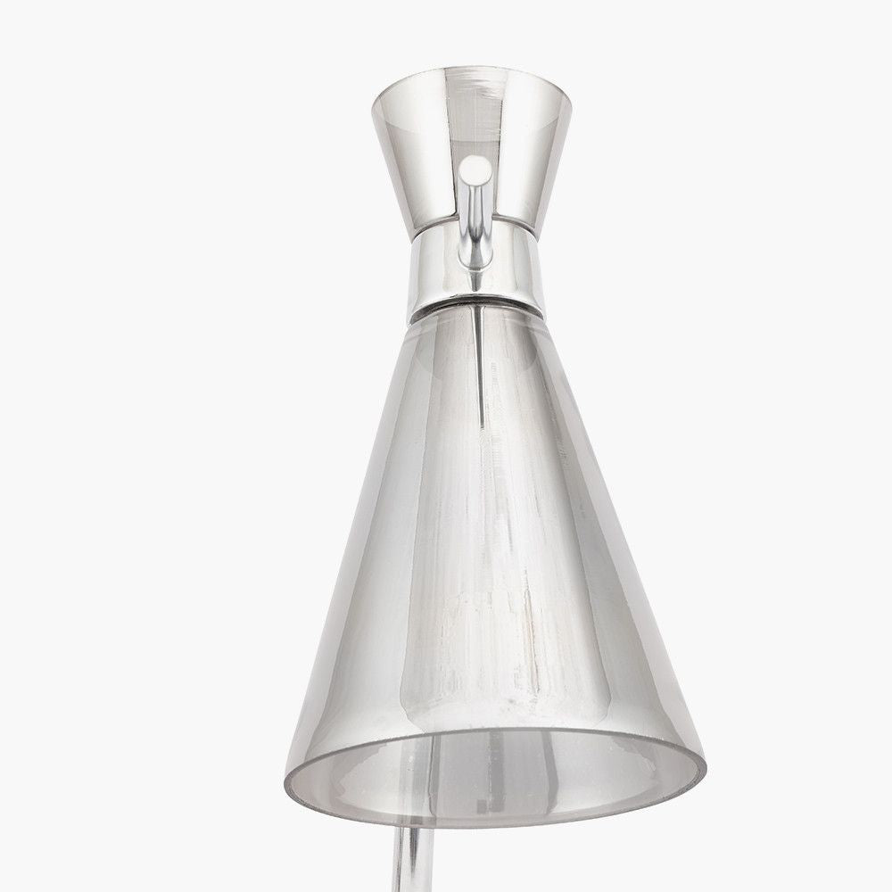 Marlyn Smoke Glass and Silver Metal Waisted Table Lamp Detail 2