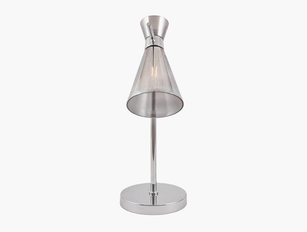 Marlyn Smoke Glass and Silver Metal Waisted Table Lamp