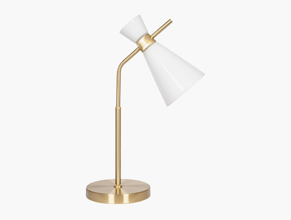 Marlyn White Glass and Gold Metal Waisted Table Lamp 2
