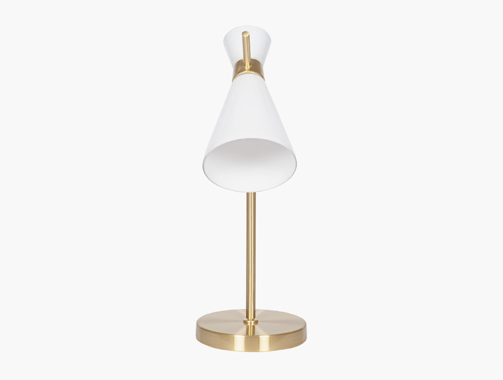 Marlyn White Glass and Gold Metal Waisted Table Lamp