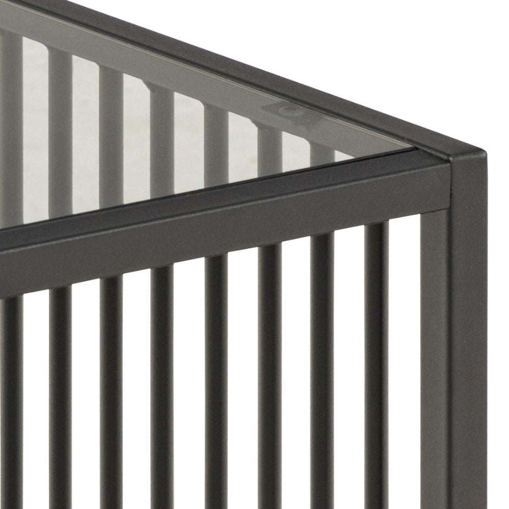 Melanie Glass Top Side Table Top Corner Detail 2