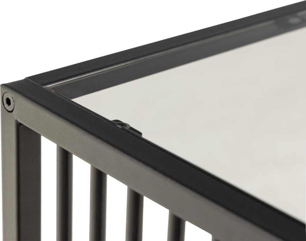 Melanie Glass Top Side Table Top Corner Detail