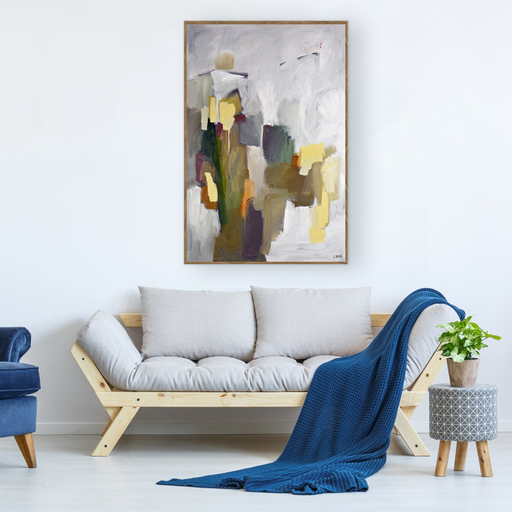 Merlo Wall Art Piece with Sofa and Indoor Plant in Living Room Setting