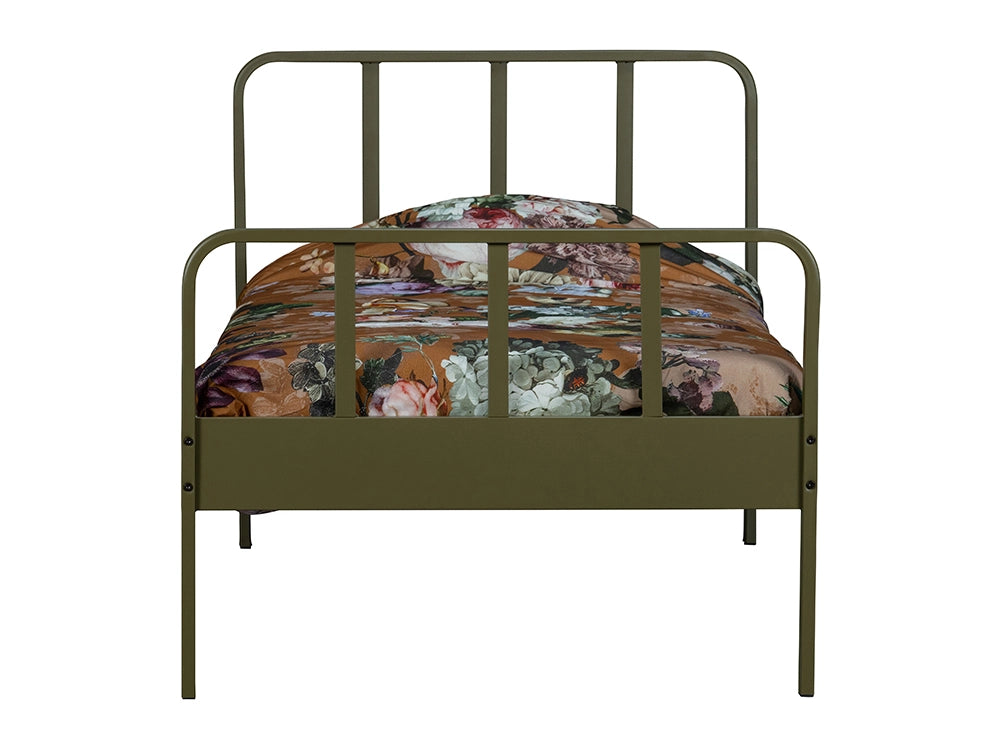 Mews Metal Bed Frame Army Green 5 with Printed Bedsheet